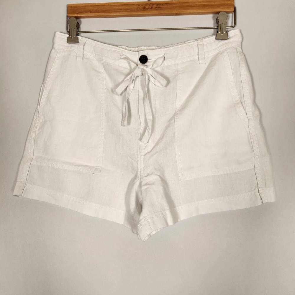 Madewell NWT 100% Linen Shorts Drawstring Size Medium White